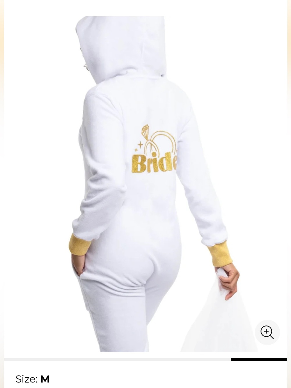 NWT Tipsy Elves Women's Bachelorette Bride Jumpsuit Costume w/veil MEDIUM